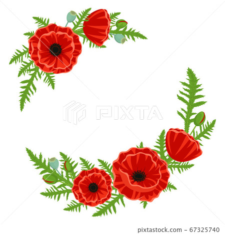 frame with red poppies isolated on white - Stock Illustration [67325740 ...
