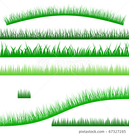 Set of Flat Green Grass Borders. Fresh spring - Stock Illustration ...