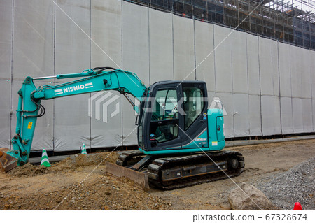 Shovel car of road construction site 67328674