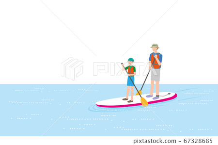 Parents and children enjoying stand-up paddle board Parents and children enjoying stand-up paddle board 67328685