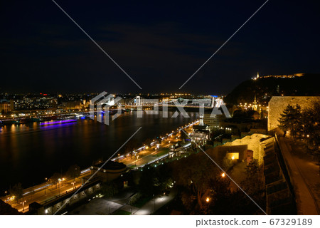 Chain bridge, Kushiki 點點LIGHT, Wanjia lantern in the city, beautiful gold and blue glittering night scene. Chain bridge, Kushiki 點點LIGHT, Wanjia lantern in the city, beautiful gold and blue glittering night scene. 67329189