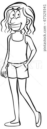 Doodle drawing of cute girl on white background 67329341