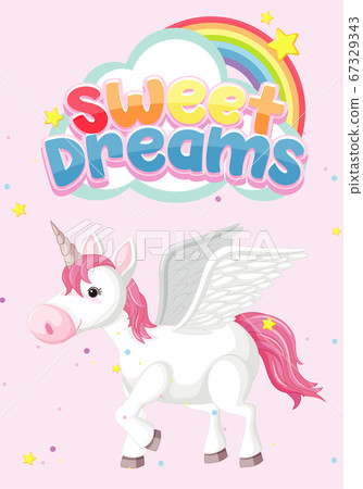 Sweet dream symbol with unicorn on pink background 67329343