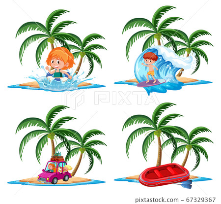 Group of vacation activities on the tropical Group of vacation activities on the tropical 67329367
