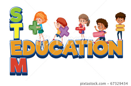 Stem education logo with four kids isolated Stem education logo with four kids isolated 67329434