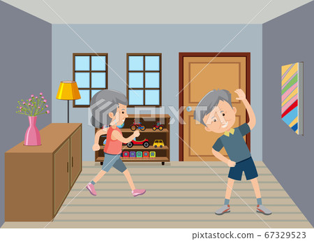 Background scene with old couple staying healthy Background scene with old couple staying healthy 67329523