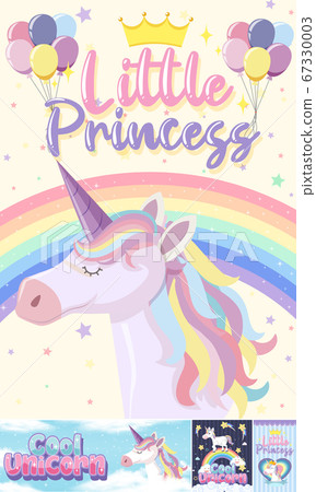 Cute unicorn banner on pastel background color Cute unicorn banner on pastel background color 67330003