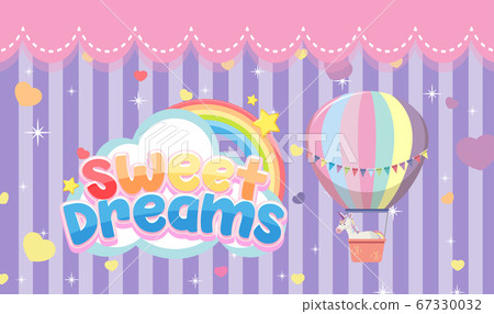 Sweet dreams logo with hot air balloon on purple Sweet dreams logo with hot air balloon on purple 67330032