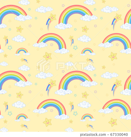 Seamless rainbow with cloud and star pattern on 67330040