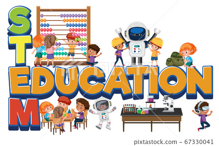 Stem education logo with kids in many education Stem education logo with kids in many education 67330041
