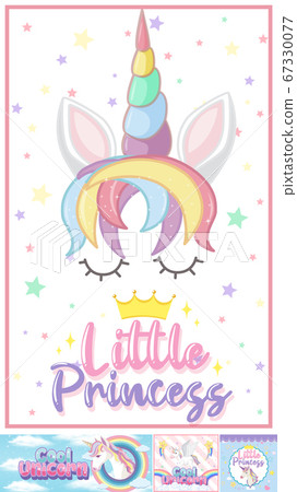 Cute unicorn banner on pastel background color Cute unicorn banner on pastel background color 67330077