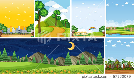 Set of different nature place scene in vertical 67330079