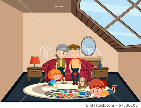 Background scene old people and kids at home Background scene old people and kids at home 67330108