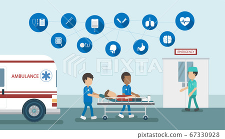 Emergency service with medical icons 67330928