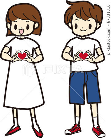 Illustration of a kid making a heart with his hands Illustration of a kid making a heart with his hands 67331316