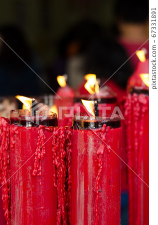 many redcandles burning flame 67331891