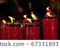 many redcandles burning flame 67331893
