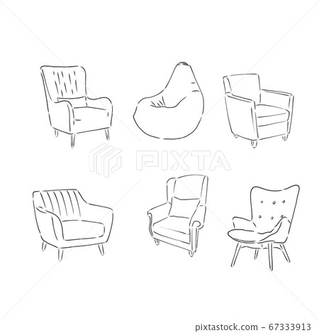 Armchair hand drawn outline doodle icon. Soft armchair with cushion. soft chair, vector sketch illustration Armchair hand drawn outline doodle icon. Soft armchair with cushion. soft chair, vector sketch illustration 67333913