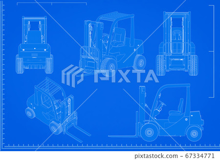 forklift truck blueprint 67334771