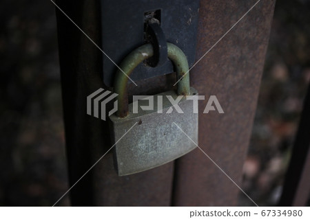 Old lock in a cage 67334980
