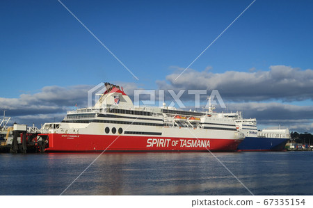 Devonport, Tasmania/Australia - July 4, 2019: Spirit of Tasmania in Devonport. The ship is going to Melbourne. Devonport, Tasmania/Australia - July 4, 2019: Spirit of Tasmania in Devonport. The ship is going to Melbourne. 67335154