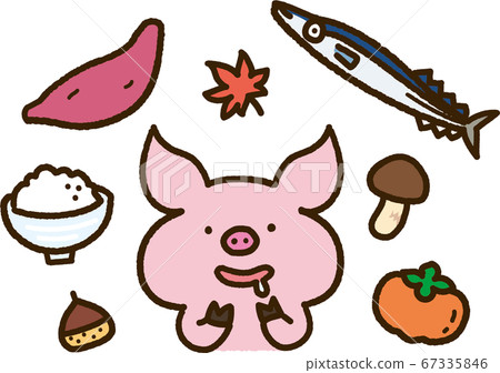 Pigs who want to eat the taste of autumn 67335846