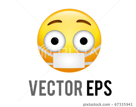 Vector yellow embarrassed face icon with flushed red cheeks and mask Vector yellow embarrassed face icon with flushed red cheeks and mask 67335941