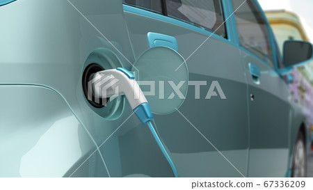 car charging process electric car connected to the 67336209