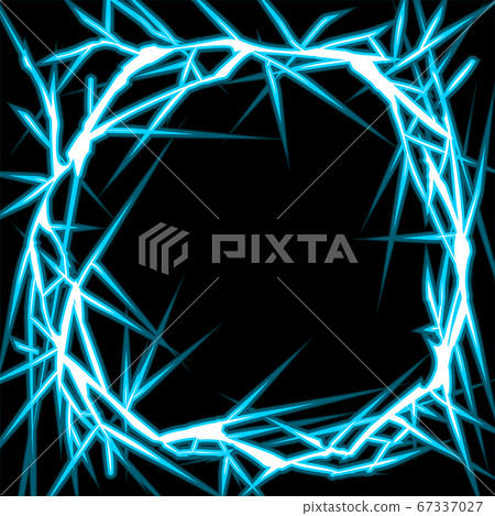 Lightning circle frame blue black background - Stock Illustration ...