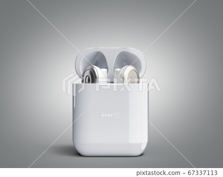 white single wireless headphones in charge box 3d white single wireless headphones in charge box 3d 67337113