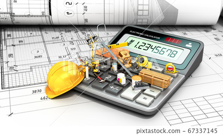 modern construction costing concept hard hat 67337145