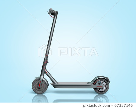 Black Electric scooter 3d render on blue gradient Black Electric scooter 3d render on blue gradient 67337146