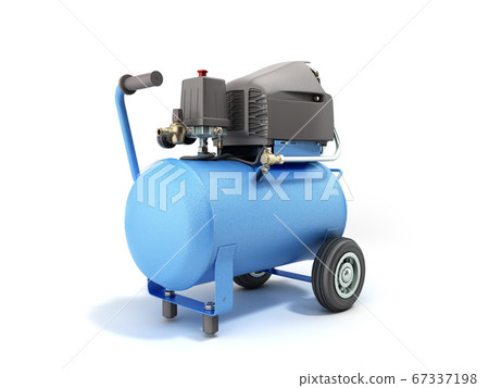 modern Blue Air Compressor 3d render on white modern Blue Air Compressor 3d render on white 67337198