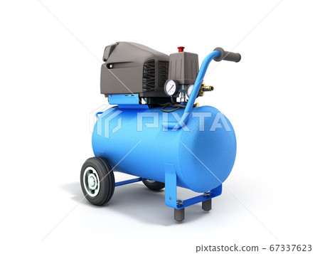 modern Blue Air Compressor 3d render on white modern Blue Air Compressor 3d render on white 67337623