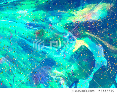 Blue marble and gold abstract background texture. Indigo, blue marbling with natural luxury style lines of marble and gold powder. Vector 67337749