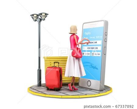 travel concept cartoon woman with a suitcase travel concept cartoon woman with a suitcase 67337892