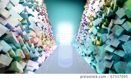 futuristic background road to light in a room with 67337895