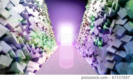 futuristic background road to light in a room with 67337897