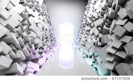 futuristic background road to light in a room with 67337898
