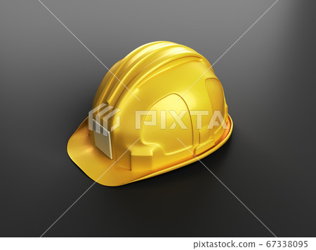 yellow helmet on a dark background simple - Stock Illustration