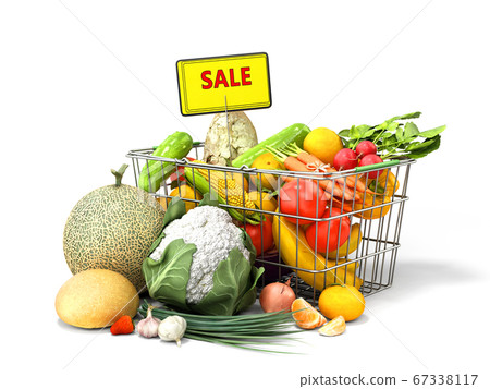 grocery basket with vegetables and fruits concept grocery basket with vegetables and fruits concept 67338117