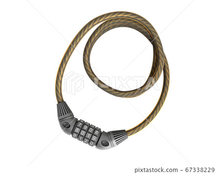 steel clasic bicycle lock 3d render on white no 67338229