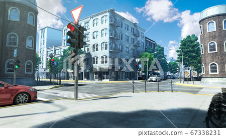 crossroads in the city day exterior scene 3d crossroads in the city day exterior scene 3d 67338231