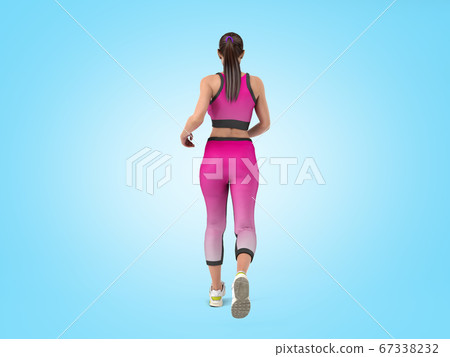 dayly fitness concept girl runs 3d render on blue dayly fitness concept girl runs 3d render on blue 67338232