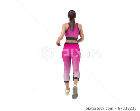 dayly fitness concept girl runs 3d render on white 67338235
