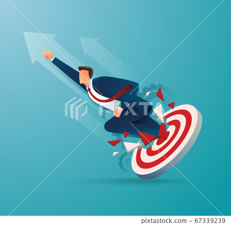 Businessman breakthrough the target archery to successful vector illustration Businessman breakthrough the target archery to successful vector illustration 67339239