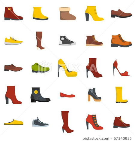 Footwear shoes icon set isolated, flat style 67340935
