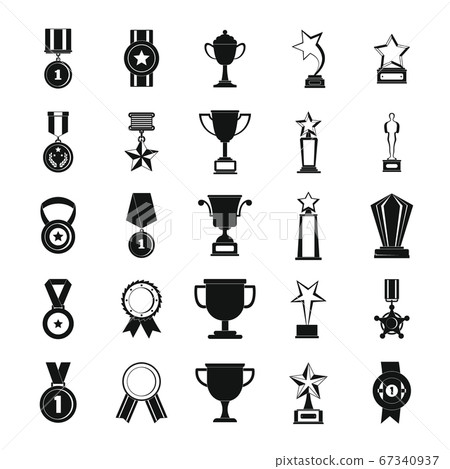 Medal award icon set, simple style 67340937