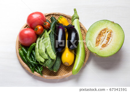 Various types of summer vegetables and fruits Various types of summer vegetables and fruits 67341591