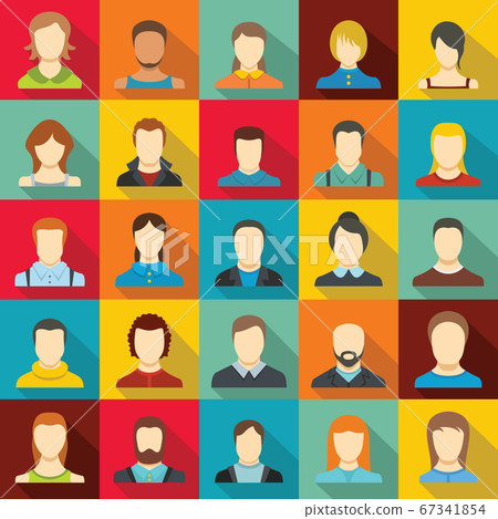Avatar user icon set, flat style 67341854